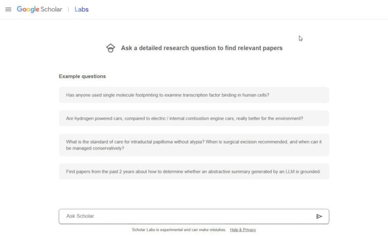 Google Scholar Labs helps researchers ask full questions 1 202603 Google Scholar Lab