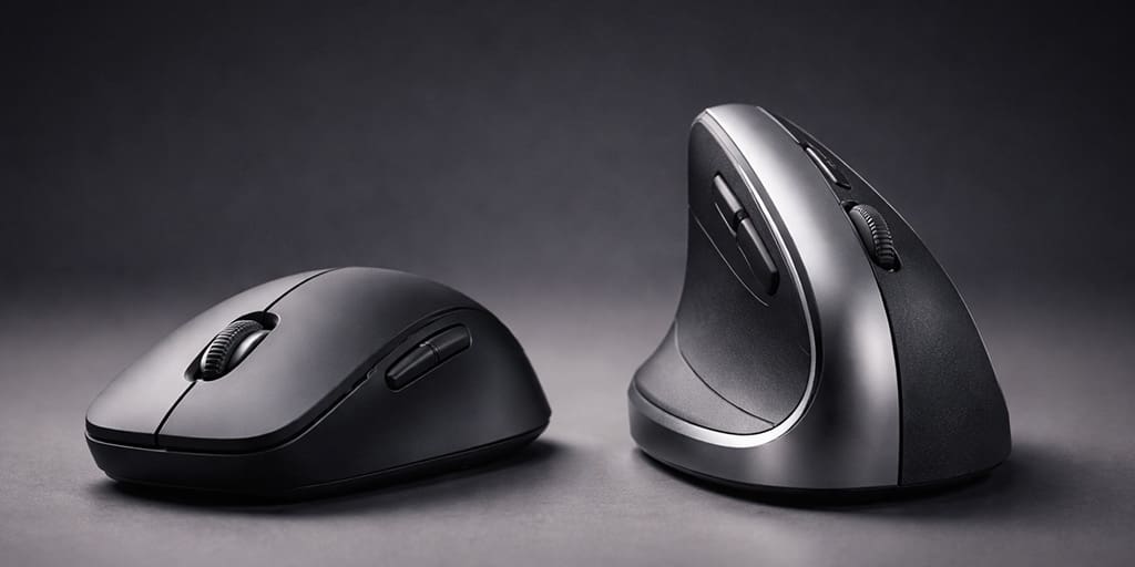 Vertical mouse reduces wrist muscle strain (but needs some practice) 1 vertical mouse vs standard mouse